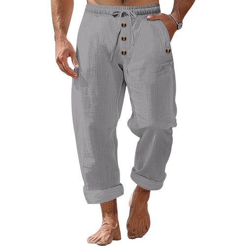 Herren lockere Strandhose mit verstellbarem Kordelzug und praktischen Seitentaschen Drune
