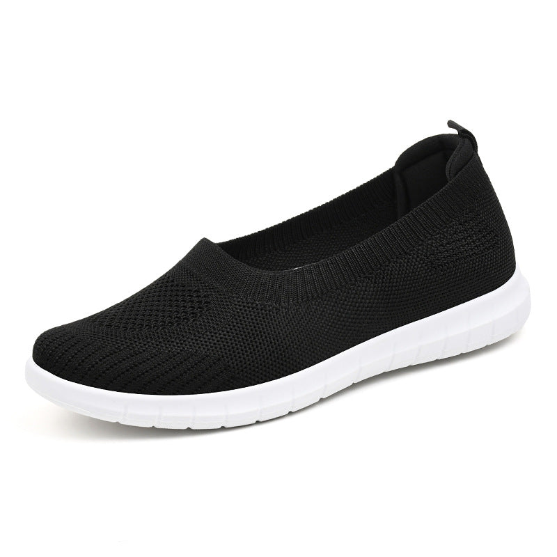 Damen nan atmungsaktive Strick-Ballerina-Slipper mit nahtlosem Sockeneinstieg, orthopädischem Memory-Fußbett und flexibler EVA-Laufsohle Drune