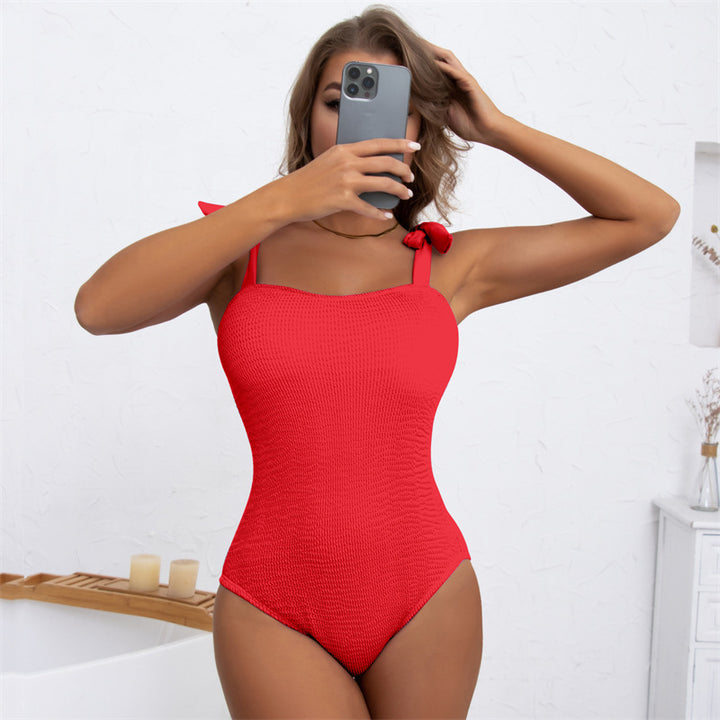 Damen Einteiler Badeanzug mit verspieltem Schleifen-Design und figurformendem Schnitt Drune