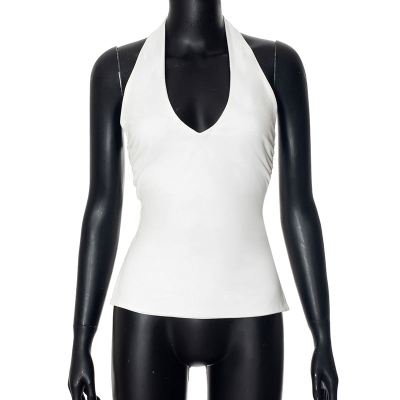 Damen Halter Neck Slim Fit Top Drune