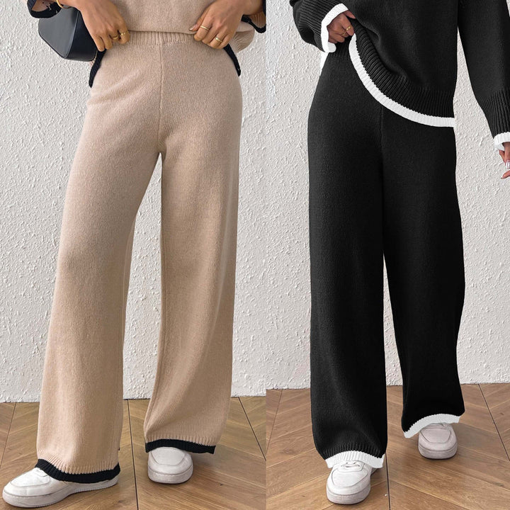 Damen lässige Strickhose mit kontrastierendem Bündchen Drune