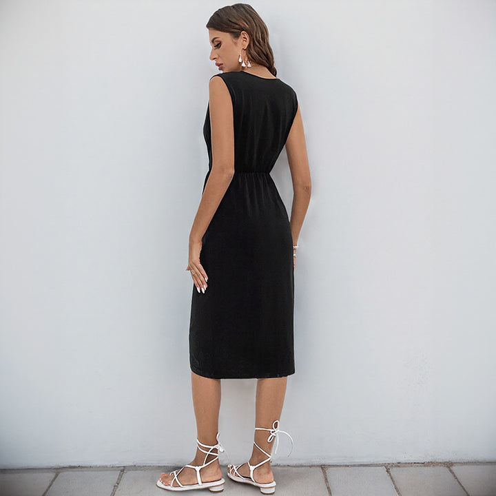 Damen Wickelkleid mit elegantem V-Ausschnitt und tailliertem Schnitt Drune
