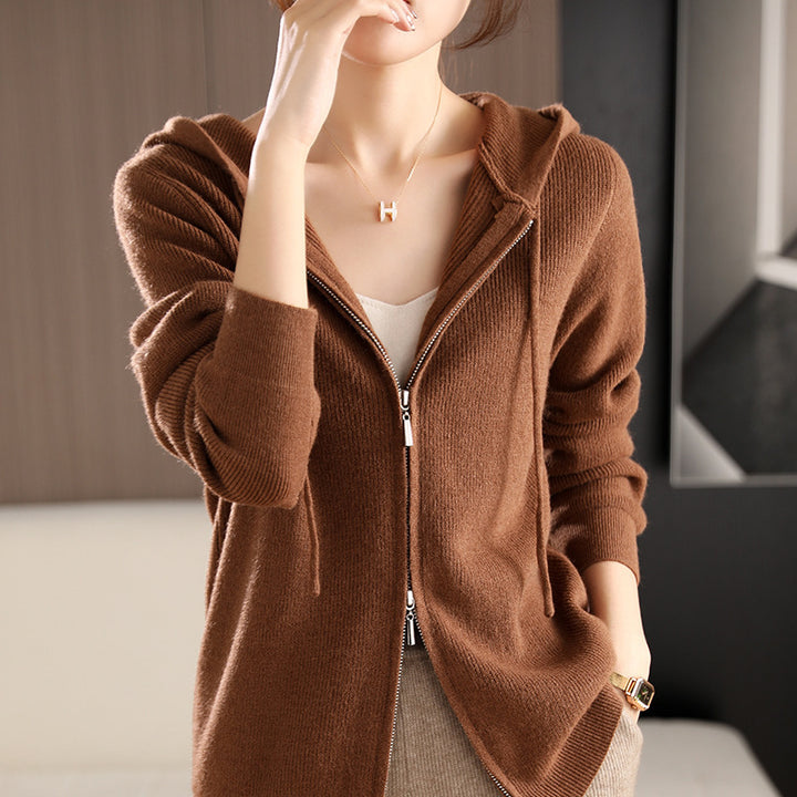 Damen Sportiver Zip-Hoodie mit wärmendem Einknopfdesign Drune