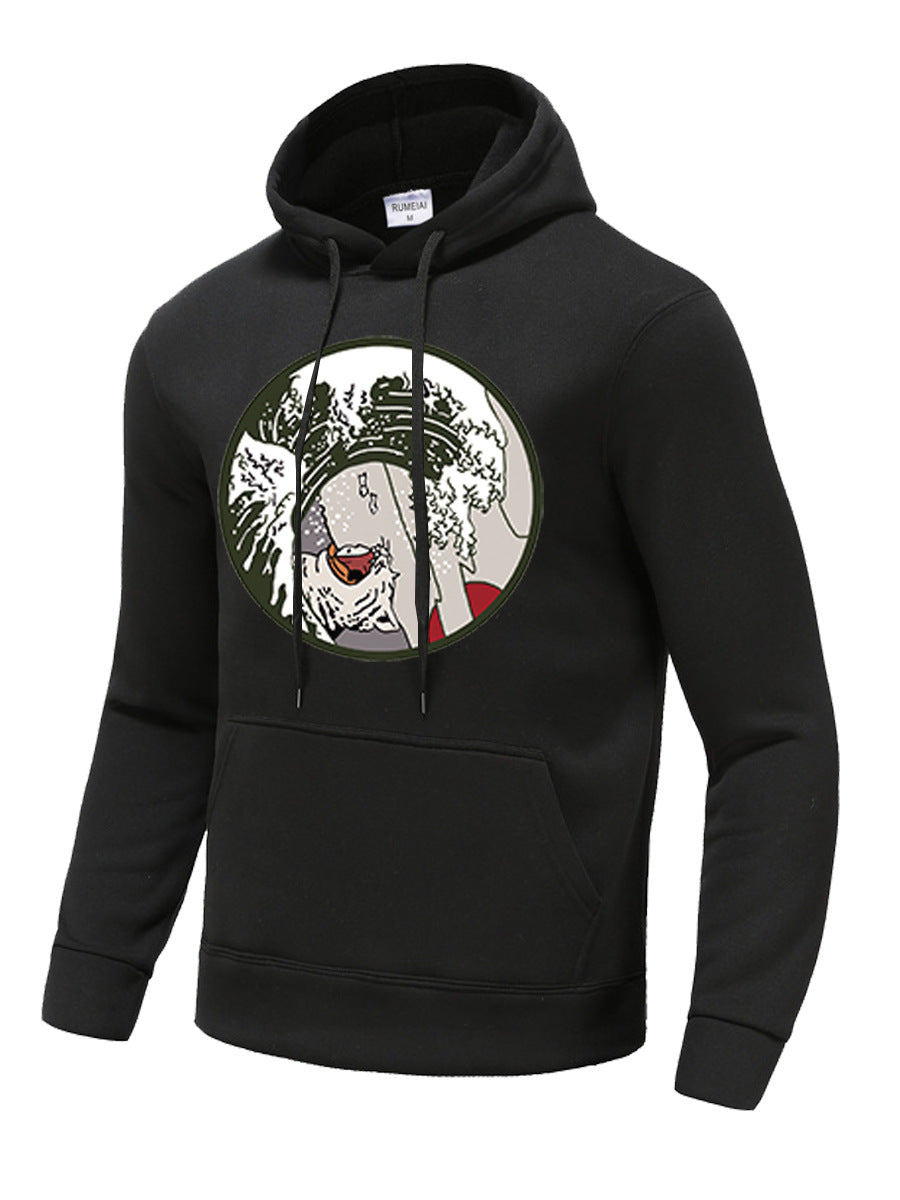 Herren Kapuzenpullover mit kreativer Welle Grafik Drune