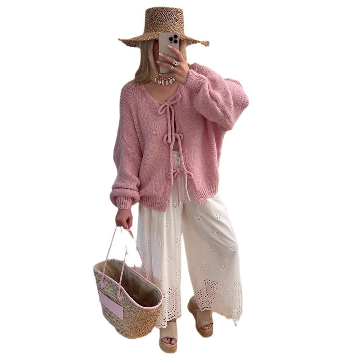 Damen Grobstrick-Jacke mit Kordelzug und lässigem Schnitt Drune