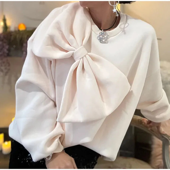 Damen Modischer Pullover mit übergroßem Schleifendetail Drune