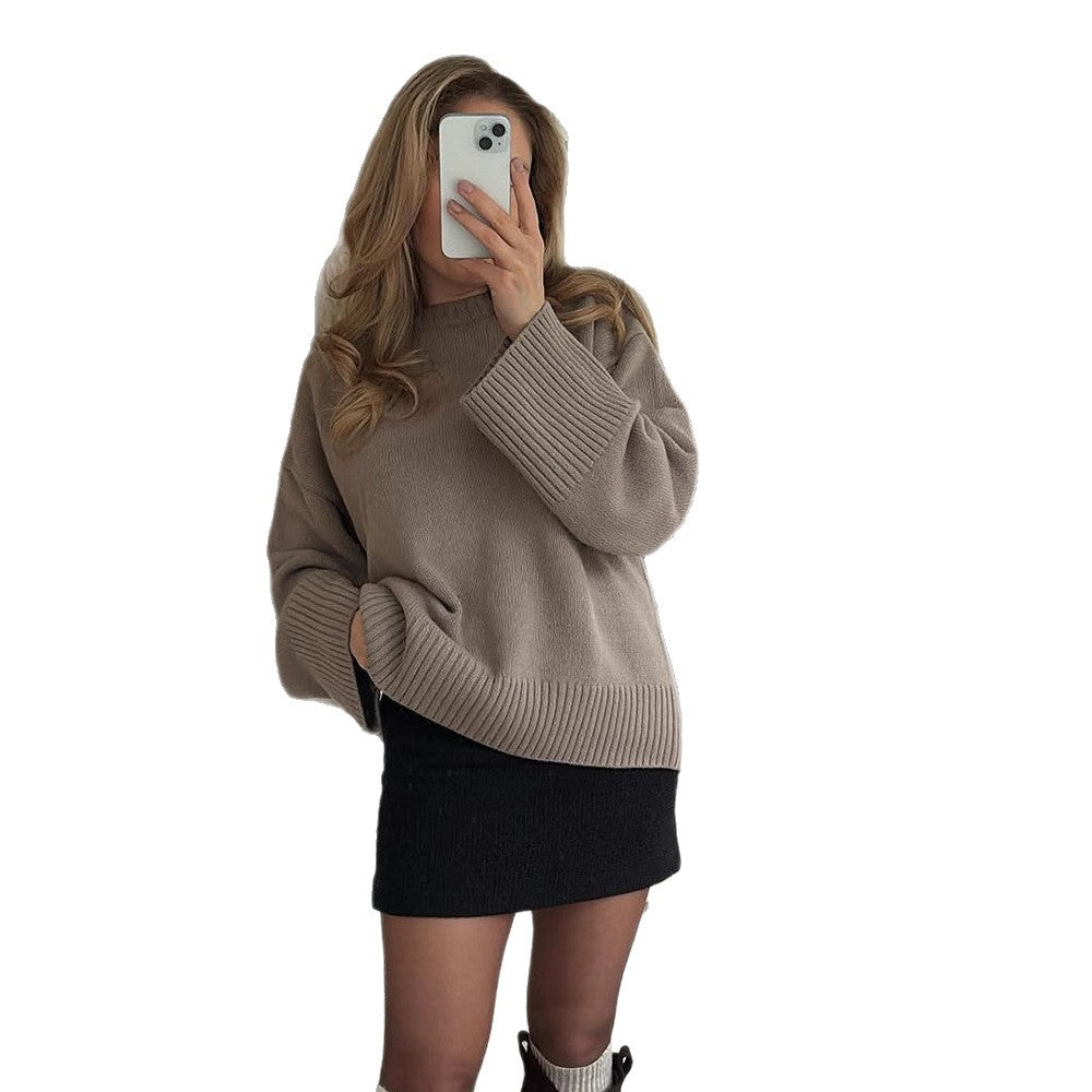 Damen Grobstrickpullover mit übergroßen Ärmeln Drune