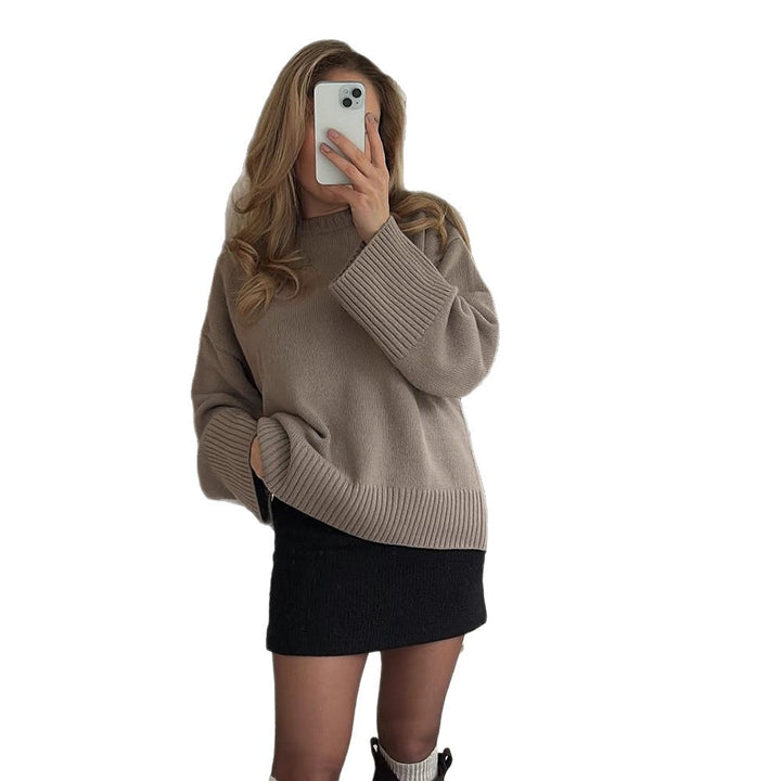Damen Grobstrickpullover mit übergroßen Ärmeln Drune