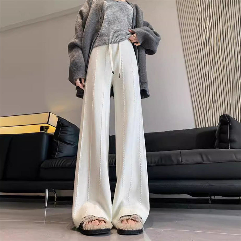 Damen Warme Palazzo-Hose mit elastischem Bund und seitlichen Taschen Drune
