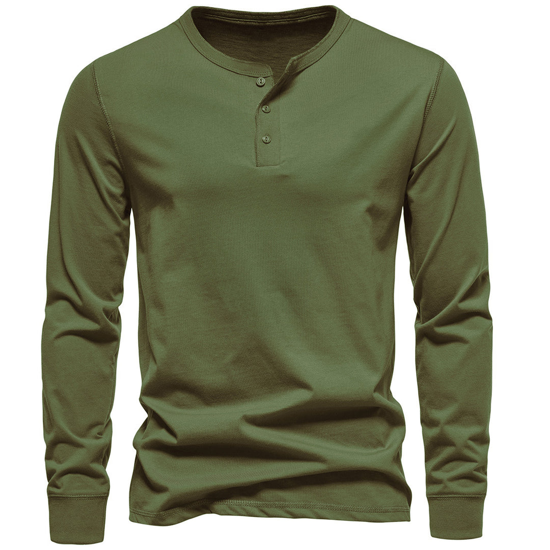 Herren Langarm Button-Up Henley Shirt Drune
