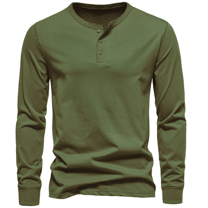 Herren Langarm Button-Up Henley Shirt Drune