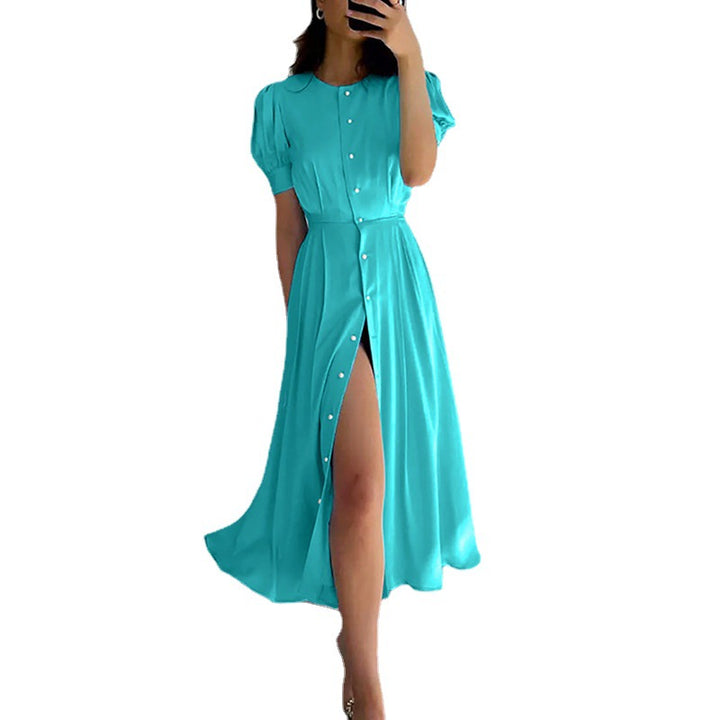 Damen Maxikleid mit Knopfleiste und seitlichem Schlitz Drune
