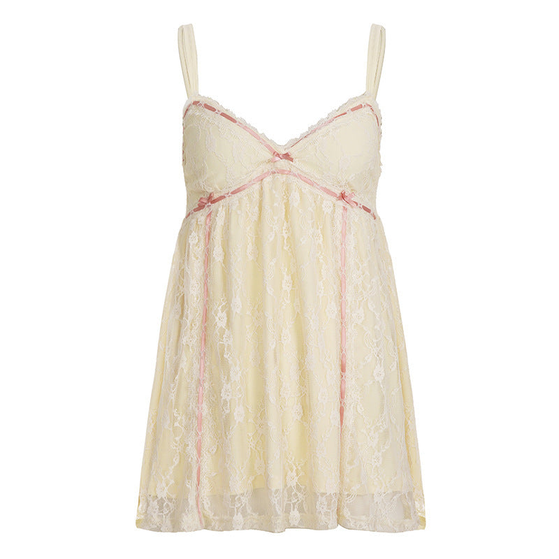 Damen Spitzen-Nachtkleid mit zarten Details und verstellbaren Trägern Drune