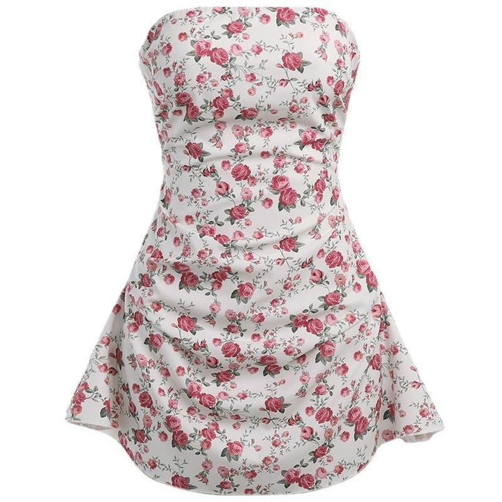 Damen Motiviertes Minikleid mit gerafftem Oberteil und Blumenmuster Drune