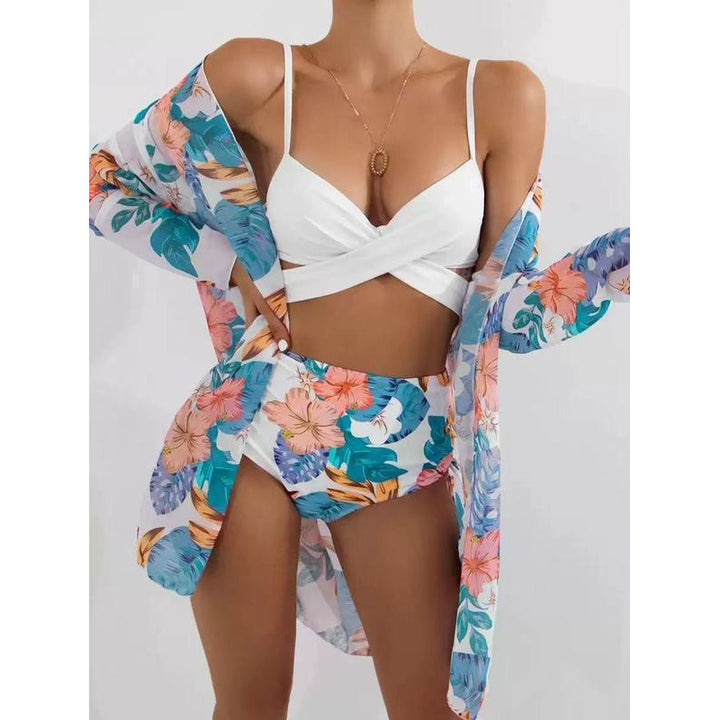 Damen Blütenmuster Strandkimono mit lässigem Schnitt Drune
