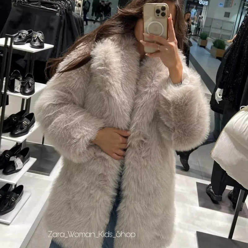 Damen Kuschelige Teddyjacke mit elegantem Revers und großzügigen Taschen Drune