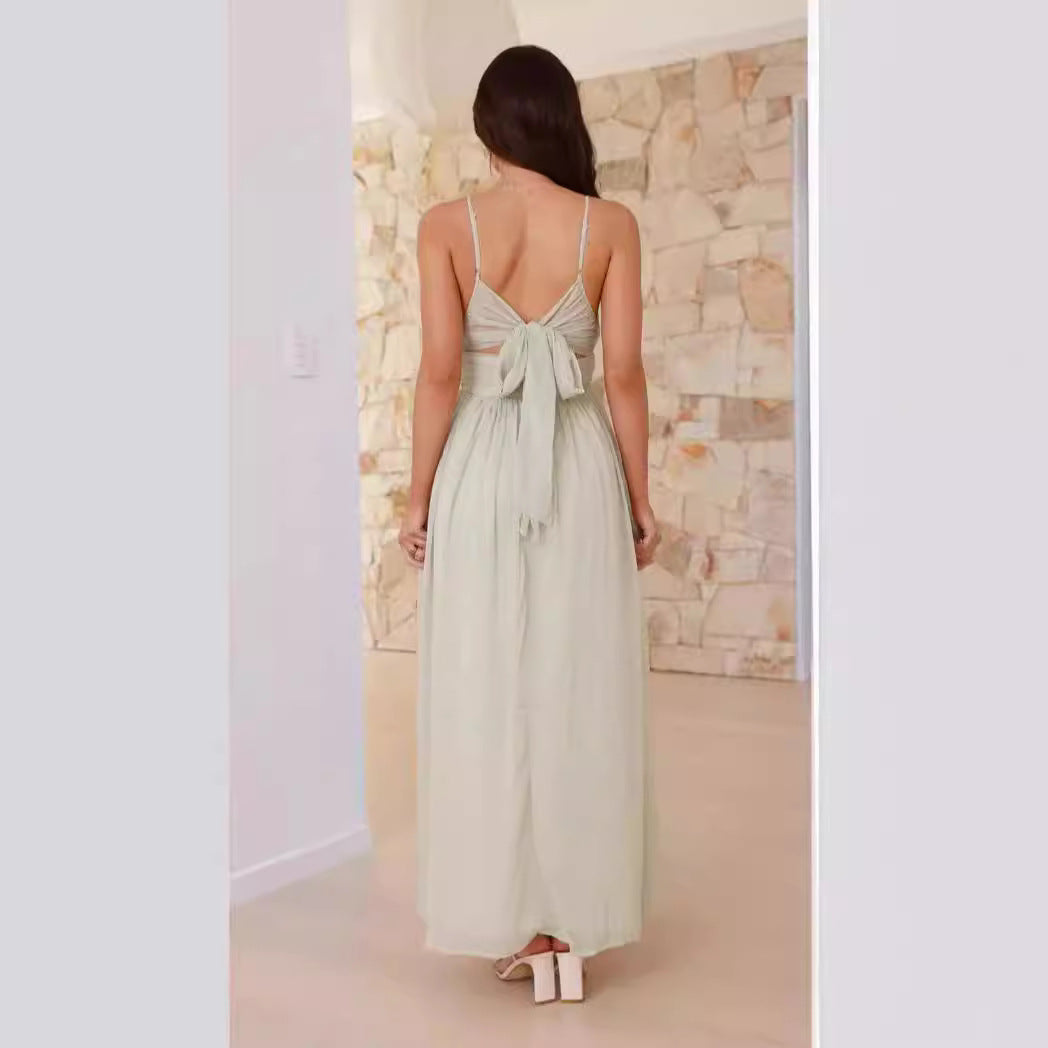 Damen Maxikleid mit Schmalen Spaghetti-Trägern und Elegantem Wickel-Design Drune