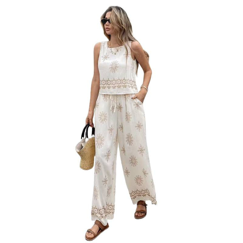 Damen zwei-teiliges Sommer Set mit feiner Stickerei und weitem Schnitt Drune