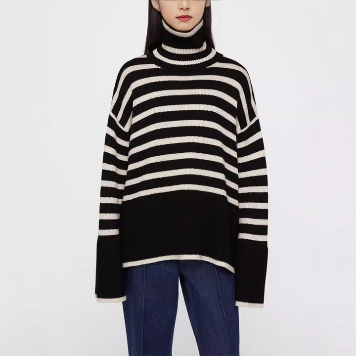 Damen Strickpullover mit Rollkragen und breiten Ärmeln Drune