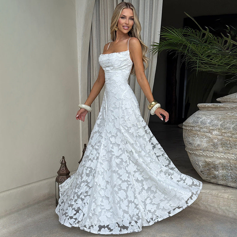 Damen Elegantes Abendkleid mit feinen Blumenmustern und raffinierten Details Drune