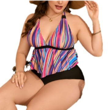 Damen fließendes Bikini-Oberteil mit Rüschen Drune
