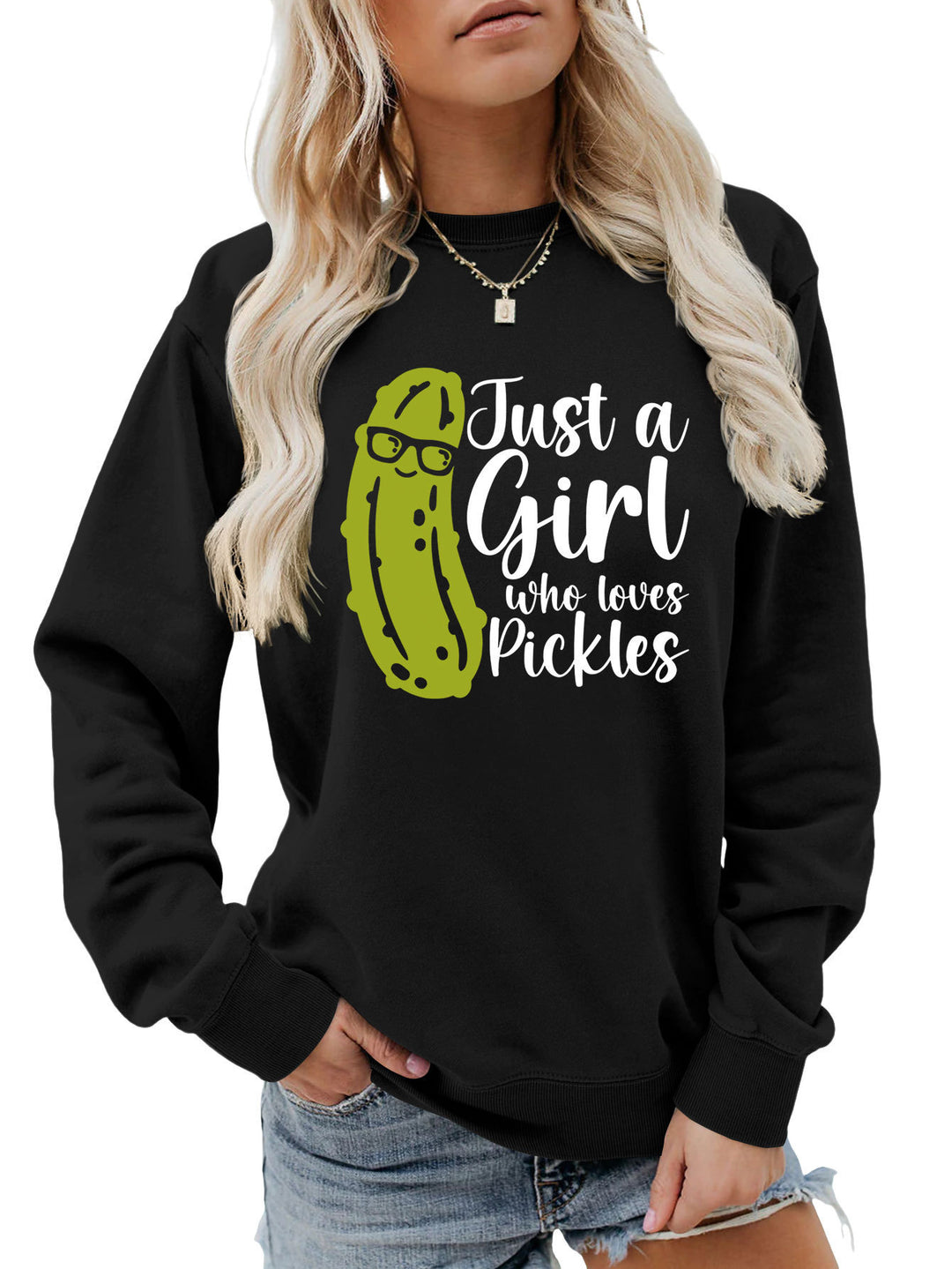 Damen Sweatshirt mit humorvollem Gurkenmotiv und lässigem Schnitt Drune