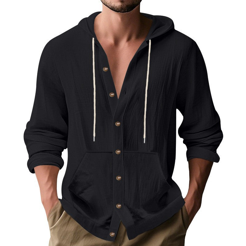 Herren lässiges Kapuzenshirt mit Knopfdetail und praktischen Taschen Drune