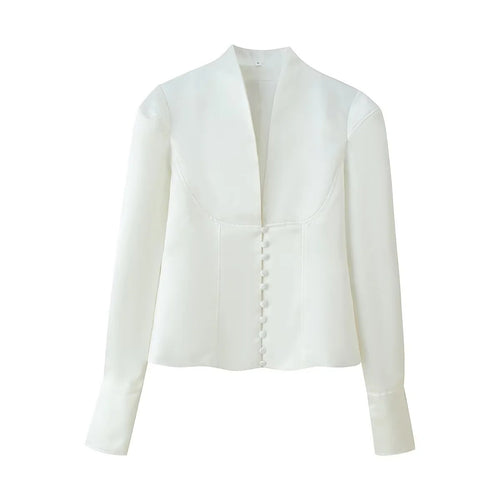 Damen elegante Blazerjacke mit modischem Stehkragen und dekorativen Knopfdetails Drune