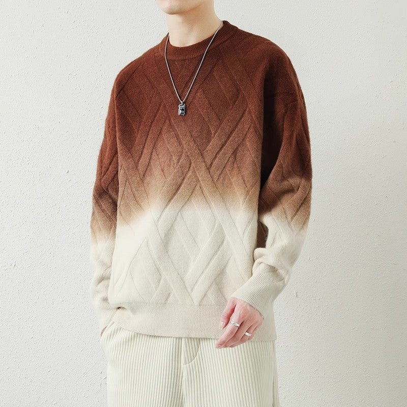 Herren Gemusterter Strickpullover mit modischem Farbverlauf Drune