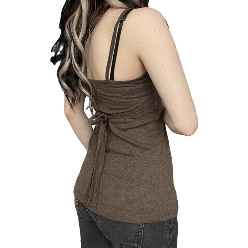 Damen Spaghetti-Trägertop mit eleganter Raffung Drune