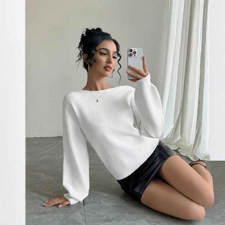 Damen modischer Strickpullover mit Glitzer-Schleifen Drune