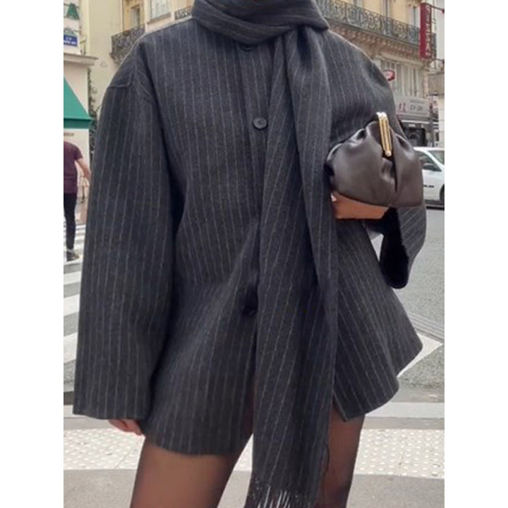 Damen modische Jacke mit eleganten Nadelstreifen Drune
