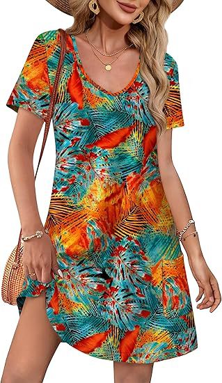 Damen Kurzarm Freizeitkleid Drune