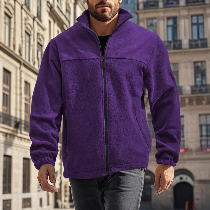 Herren nan warme Fleecejacke mit Reißverschluss, Stehkragen und Reißverschlusstaschen Drune
