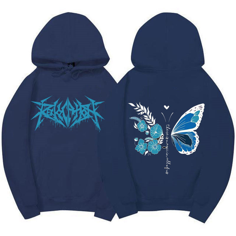 Damen Kapuzenpullover mit einzigartigem Schmetterlings- und Blumenmotiv Drune