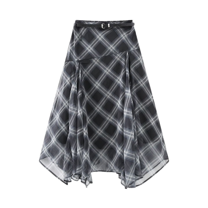 Damen Midikleid mit schwingendem Rock und Gürteldetails Drune
