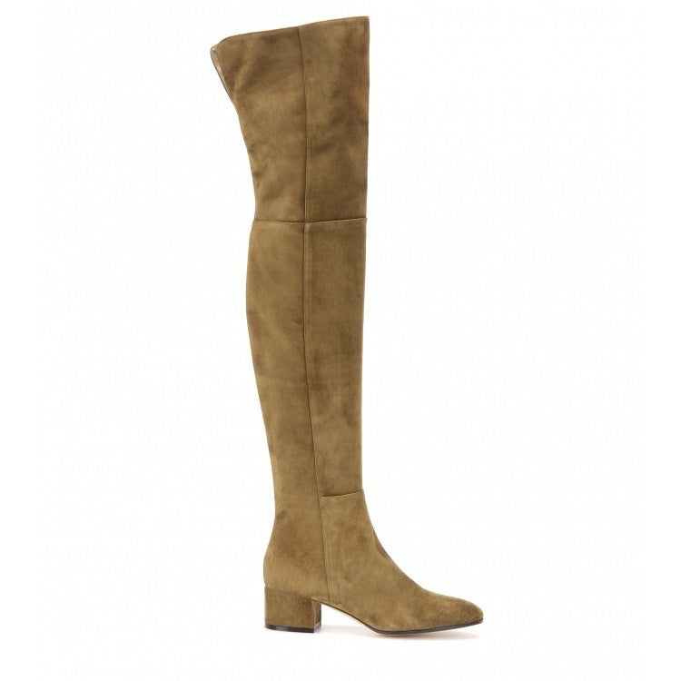 Damen Über-das-Knie Wildleder Blockabsatz Stiefel Drune