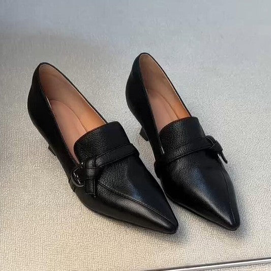 Damen elegante spitze Ballerinas mit feinem Riemen Drune