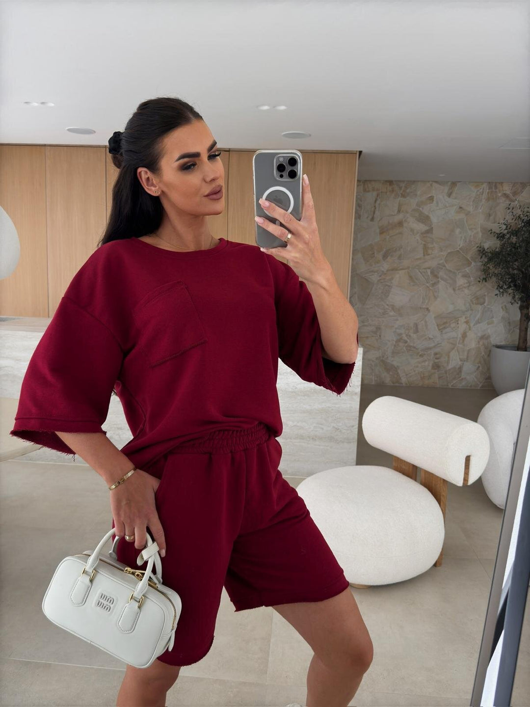 Damen lässiger Freizeitanzug mit Oversized T-Shirt und bequemen Shorts Drune