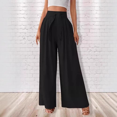 Damen Weite Hose mit hohen Bundfalten Drune