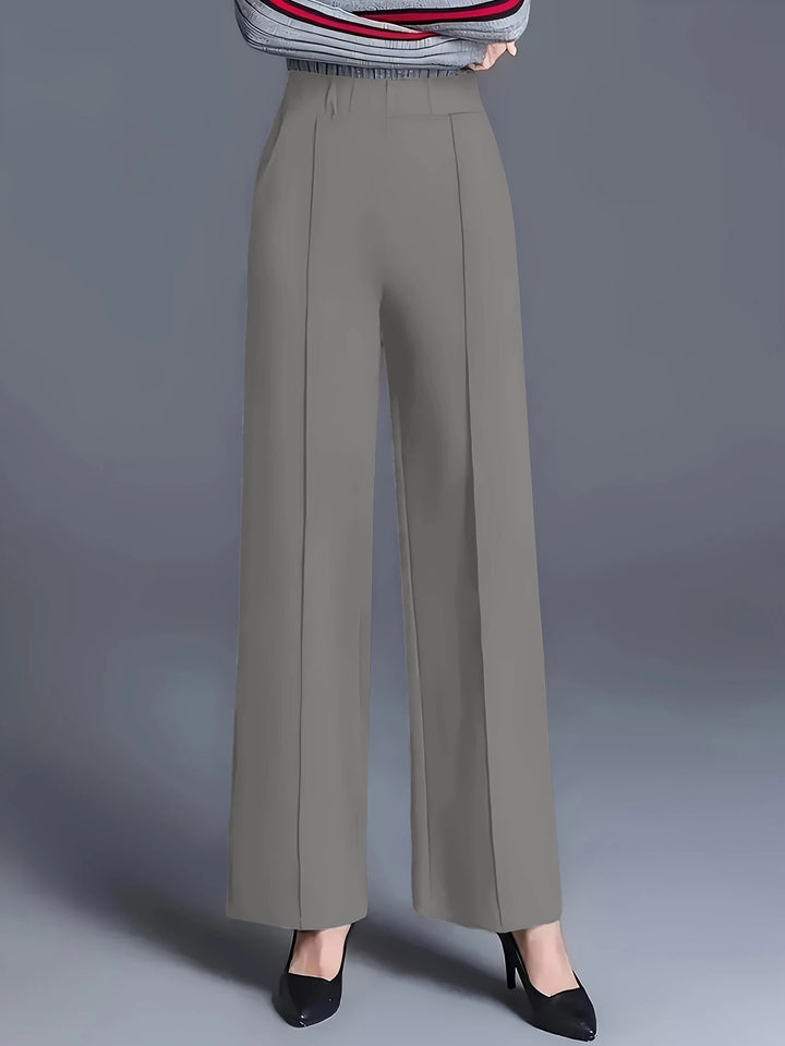 Damen elegante Hochbundhose mit Faltenwurf und dehnbarem Bund Drune