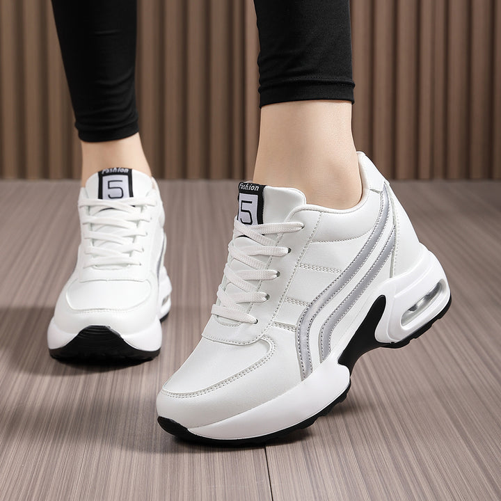 Damen nan Plateau-Sneaker mit sichtbarer Luftkammer, ergonomischer Keilsohle und gepolstertem Knöchelkragen Drune