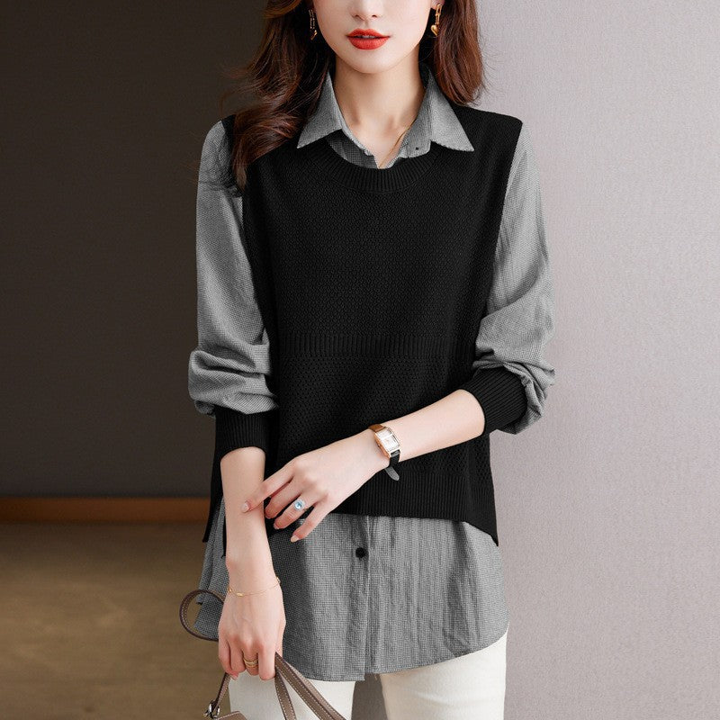 Damen Strickpullover mit einzigartiger Layered-Optik und feiner Struktur Drune
