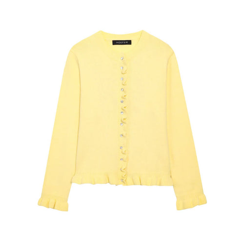 Damen Strickjacke mit Rüschendetails und dekorativen Knöpfen Drune