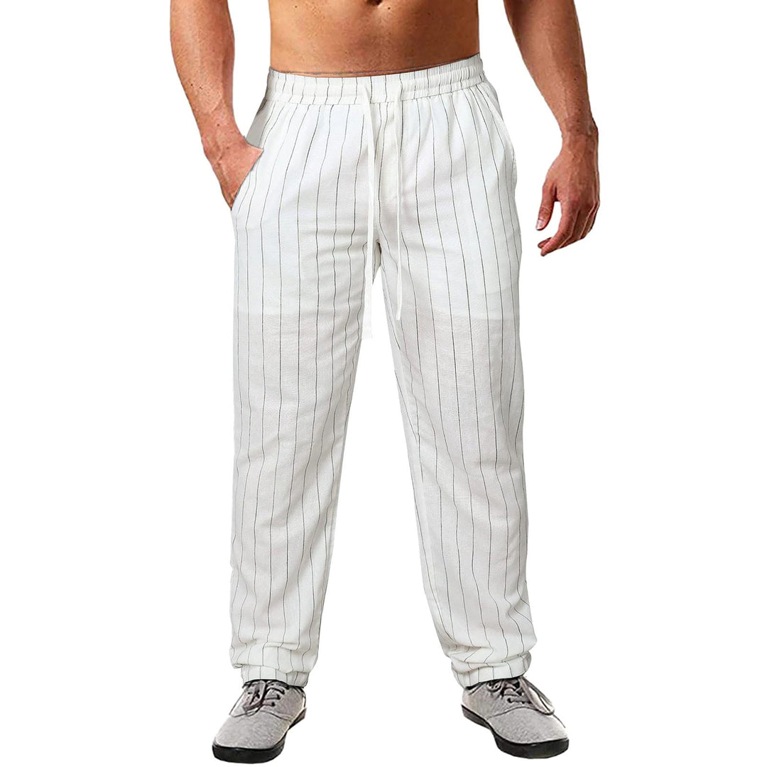 Herren lässige Streifen-Hosen aus Baumwollmix mit elastischem Bund und praktischen Eingrifftaschen Drune