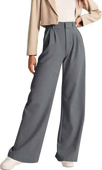 Damen weite High-Waist Hose mit Falten- und Bunddetails Drune