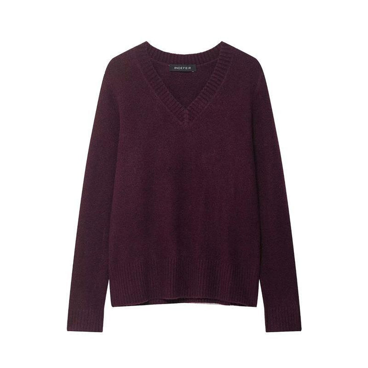Damen V-Ausschnitt Strickpullover aus hochwertiger Baumwollmischung Drune