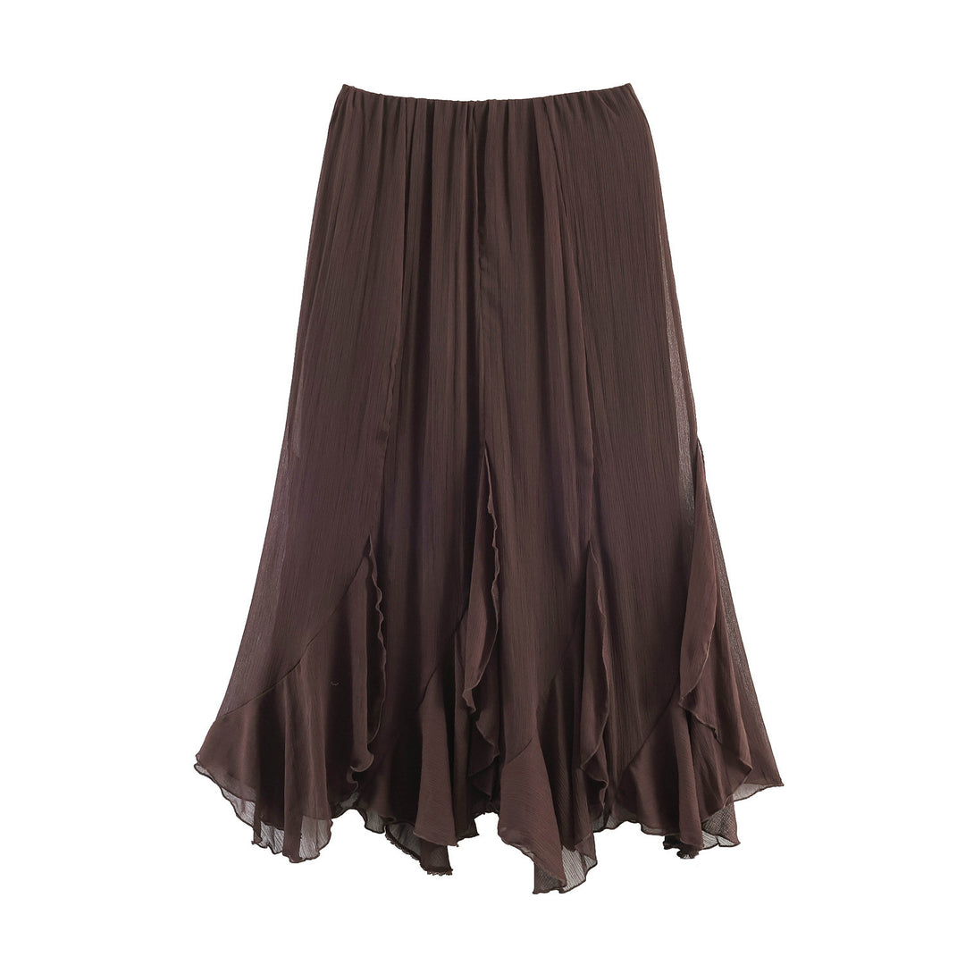 Damen Eleganter, fließender Maxirock mit Volants Drune