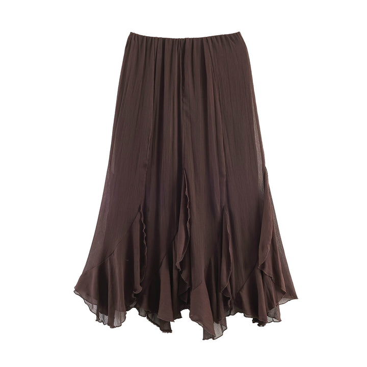 Damen Eleganter, fließender Maxirock mit Volants Drune