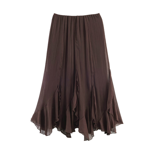 Damen Eleganter, fließender Maxirock mit Volants Drune